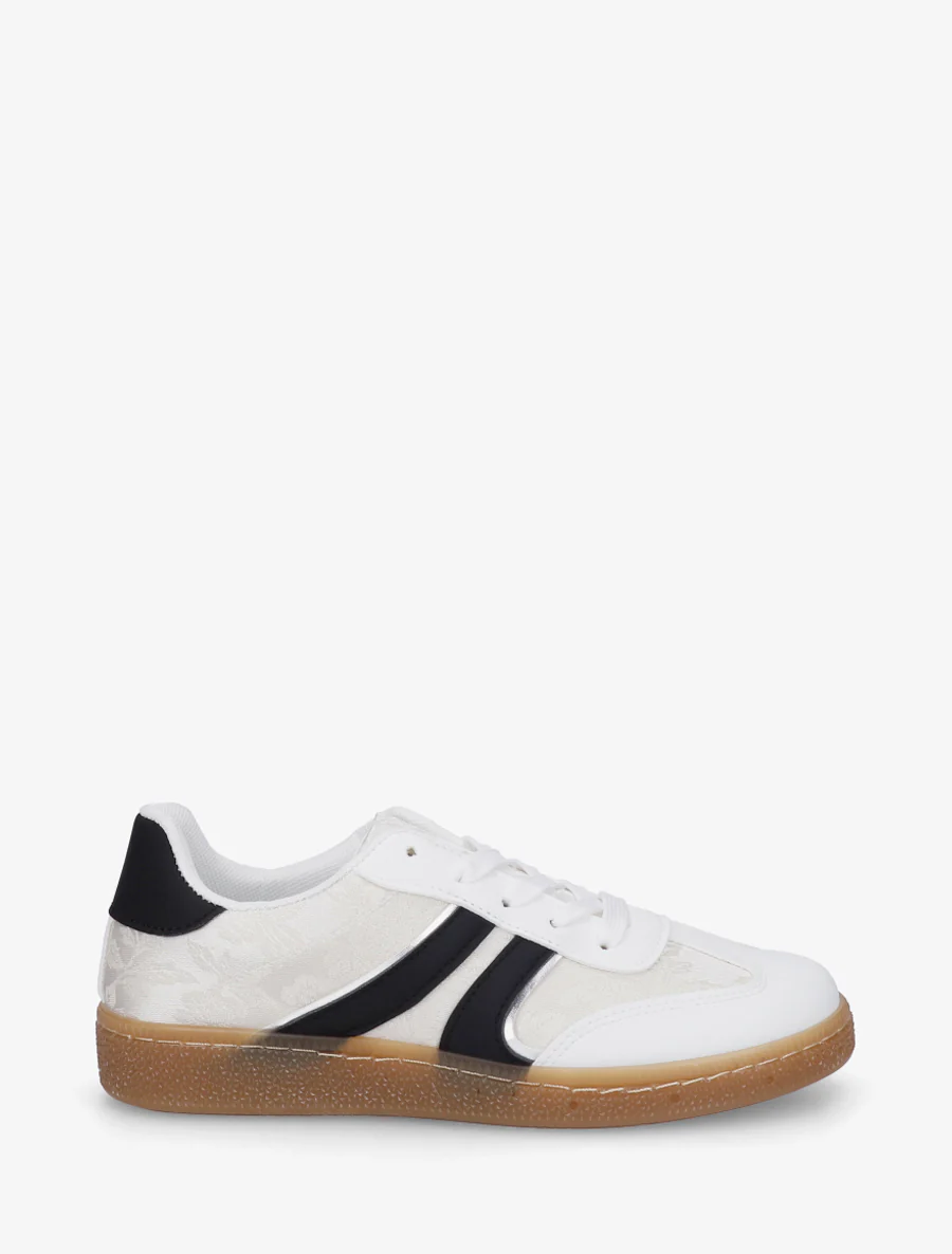 Roze bedrukte sneakers van twee materialen - Wit