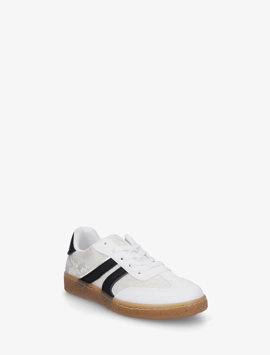 Roze bedrukte sneakers van twee materialen - Wit - Image 2