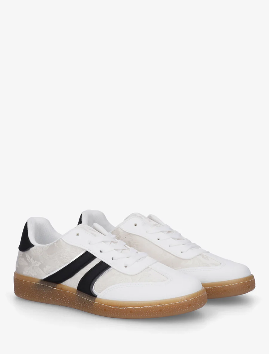 Roze bedrukte sneakers van twee materialen - Wit - Image 4