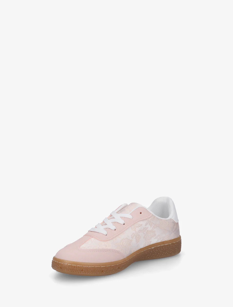 Roze bedrukte sneakers van twee materialen - Roos - Image 3