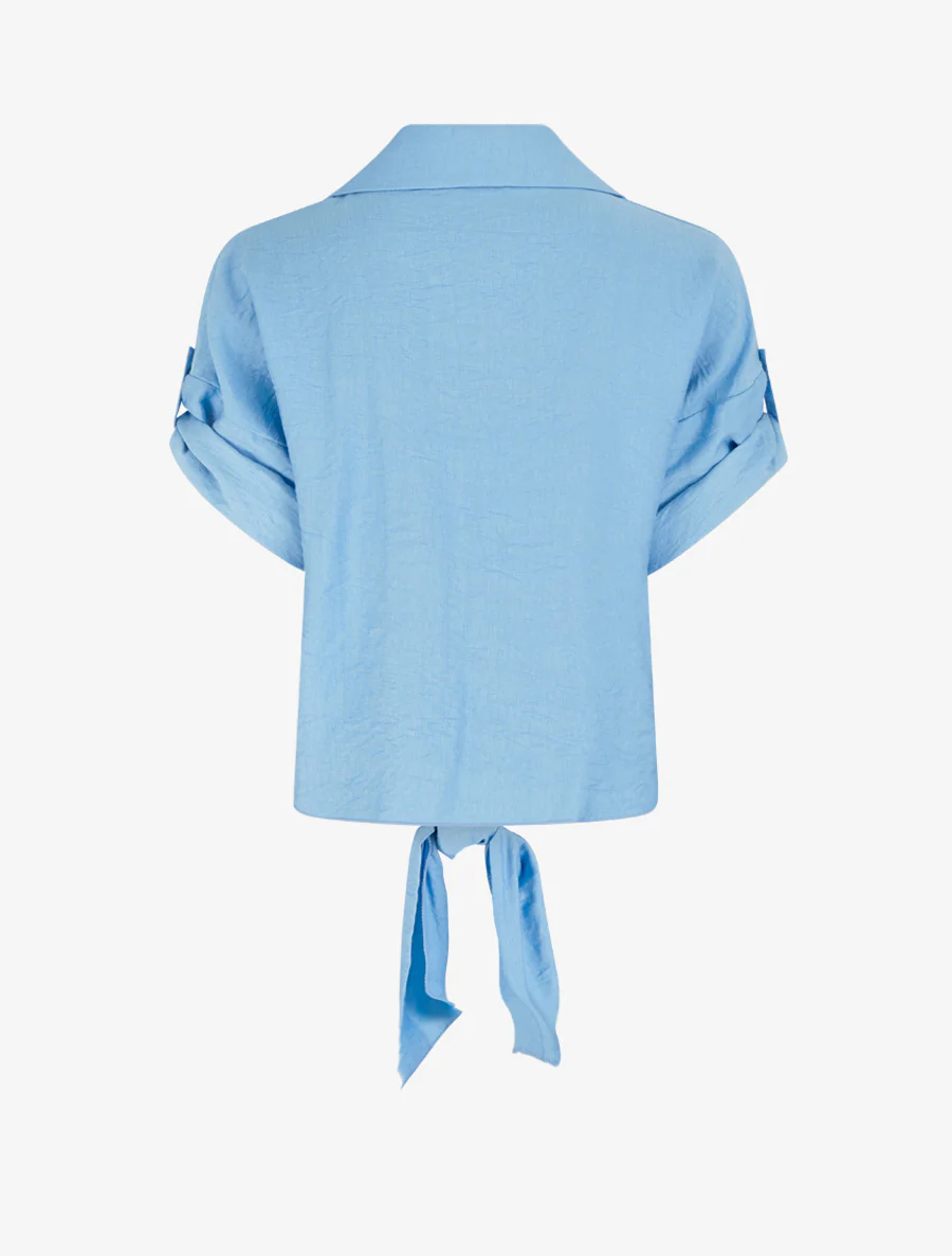 Ruim knoopshirt met korte mouwen - Lichtblauw - Image 2