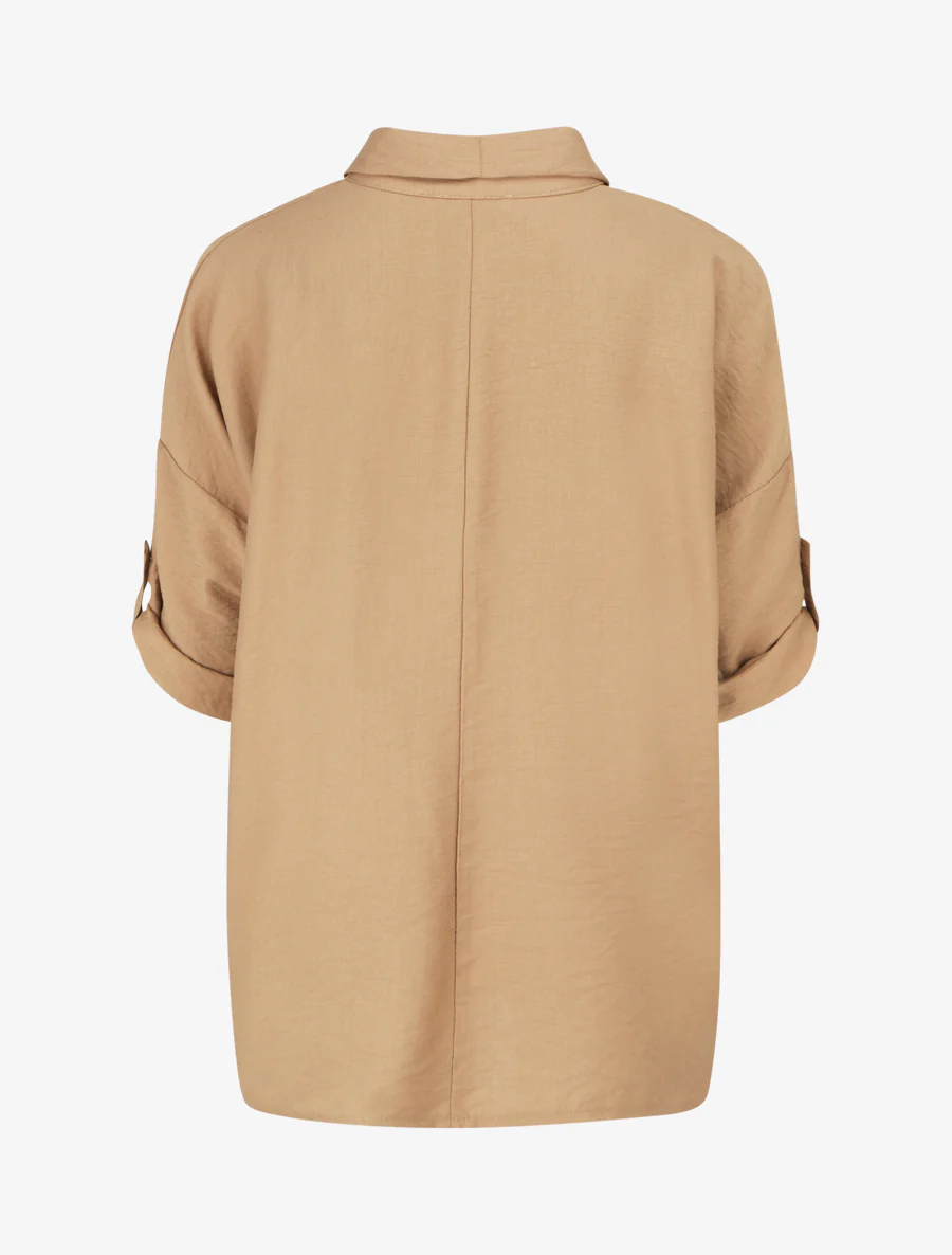 Ruime blouse met metalen pinnen - Kameel - Image 2