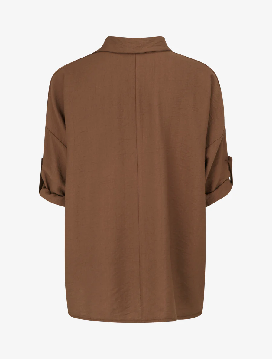 Ruime blouse met metalen pinnen - Bruin - Image 2