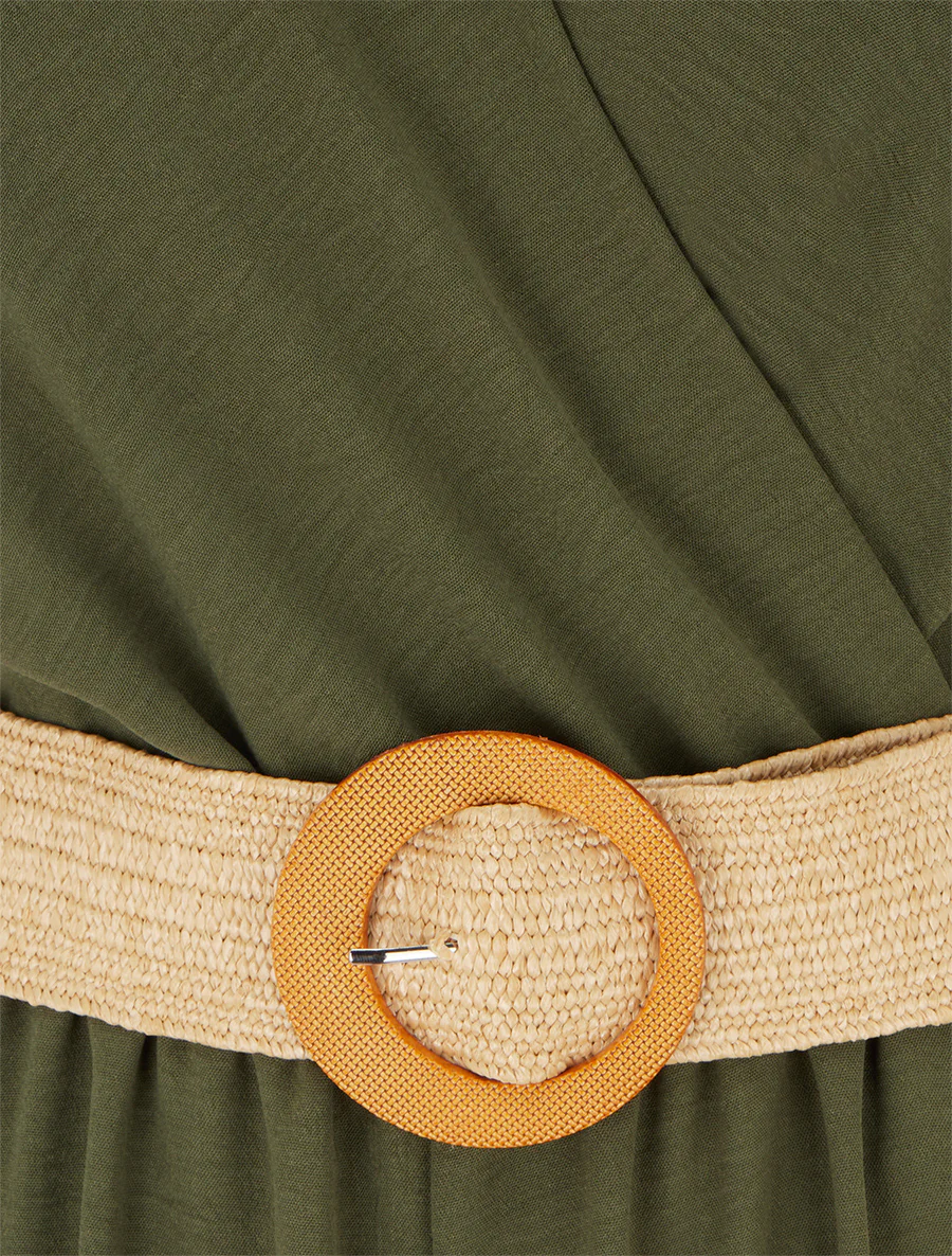 Ruime combinatie met geborduurde randen - Kaki - Image 3