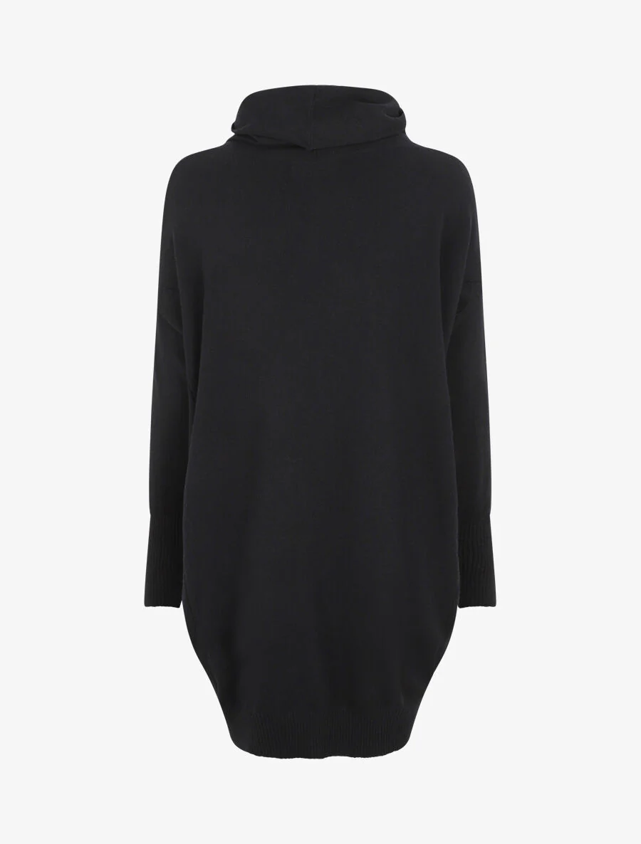 Ruime trui jurk met coltrui - Zwart - Image 2