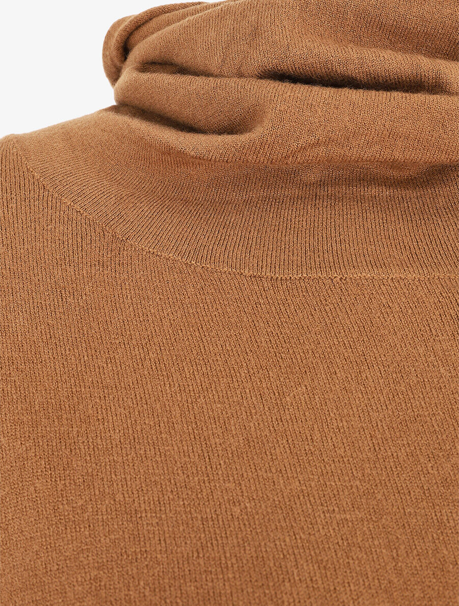 Ruime trui jurk met coltrui - Kameel - Image 3