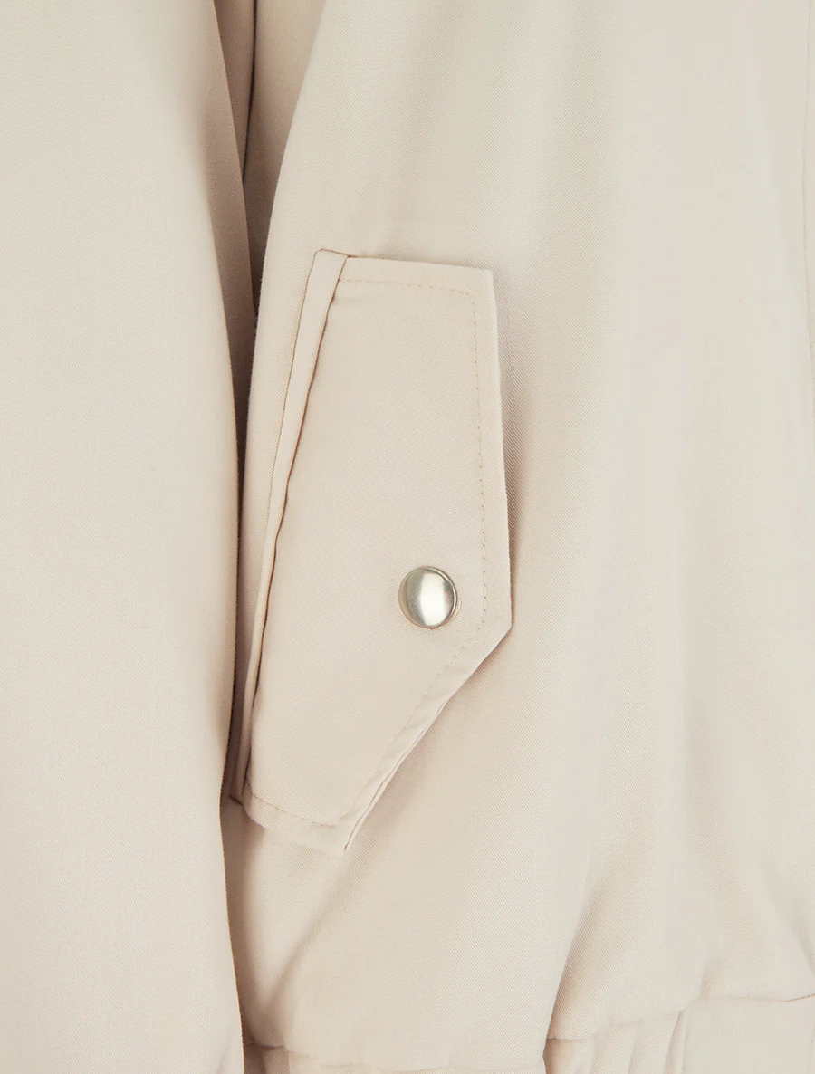 Ruimvallend jack met ritssluiting en elastische boorden - Beige - Image 3