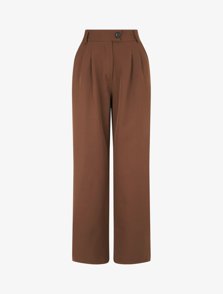 Ruimvallende getailleerde broek - Bruin