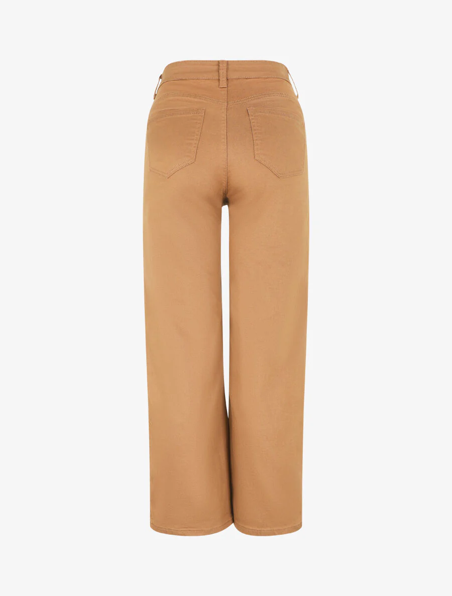 Ruimvallende jeans met hoge taille - Kameel - Image 2