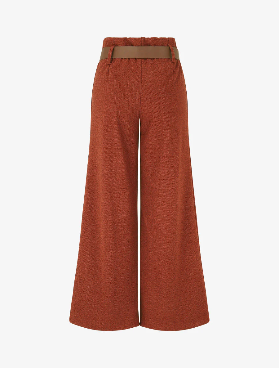 Ruimvallende tweed broek - bordeaux - Image 2