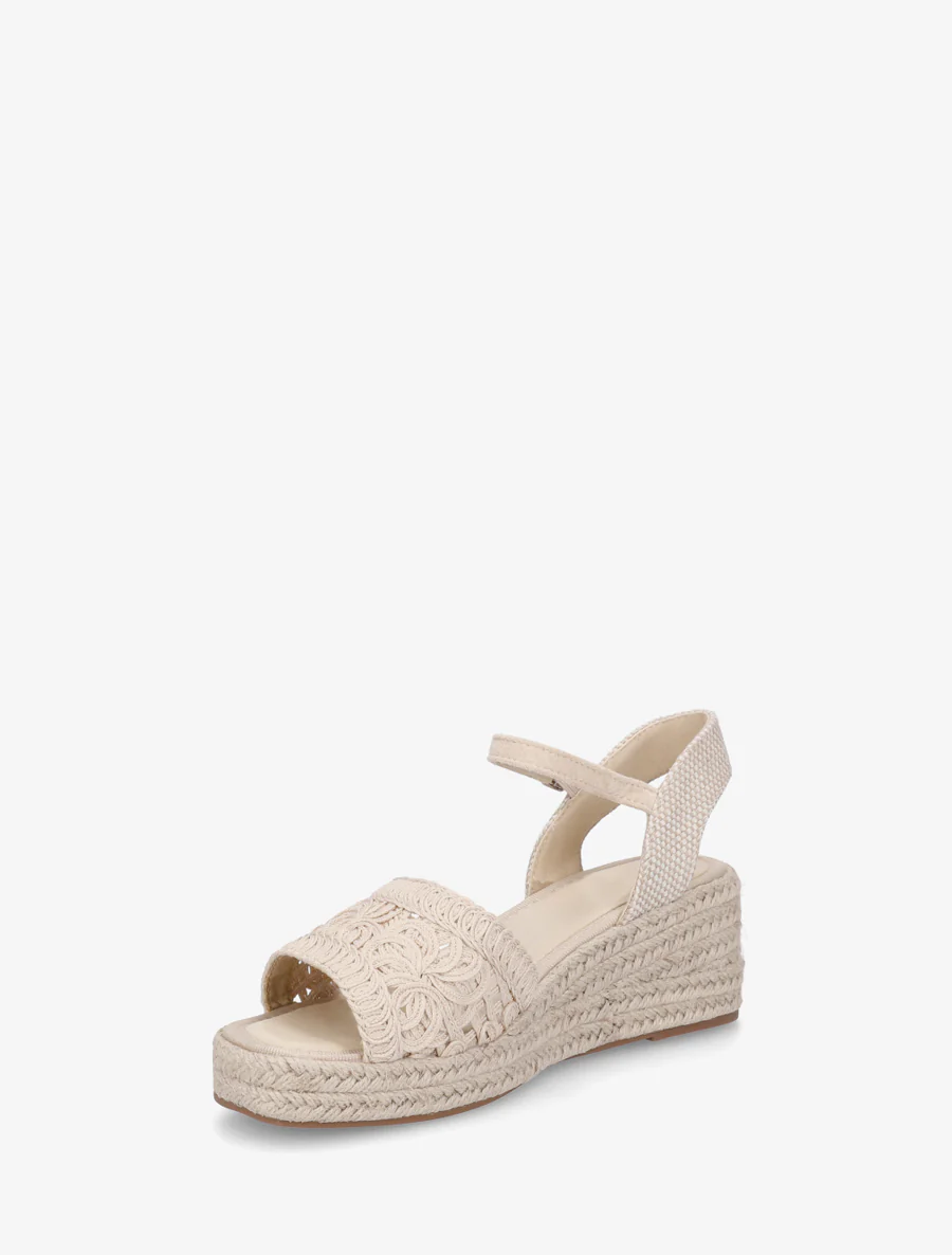 Sandaal met sleehak en raffia zool - Beige - Image 3