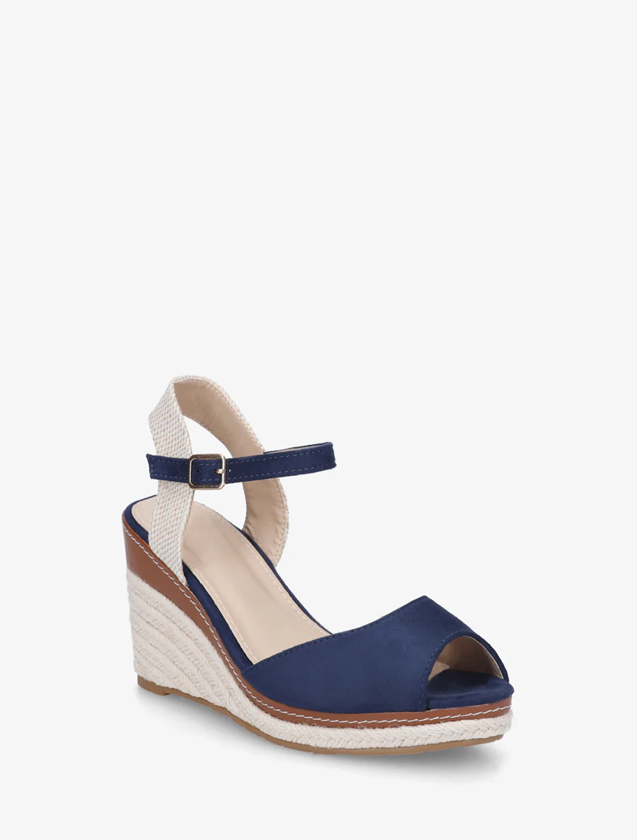 Sandaal met sleehak in espadrillestijl - Marine - Image 2