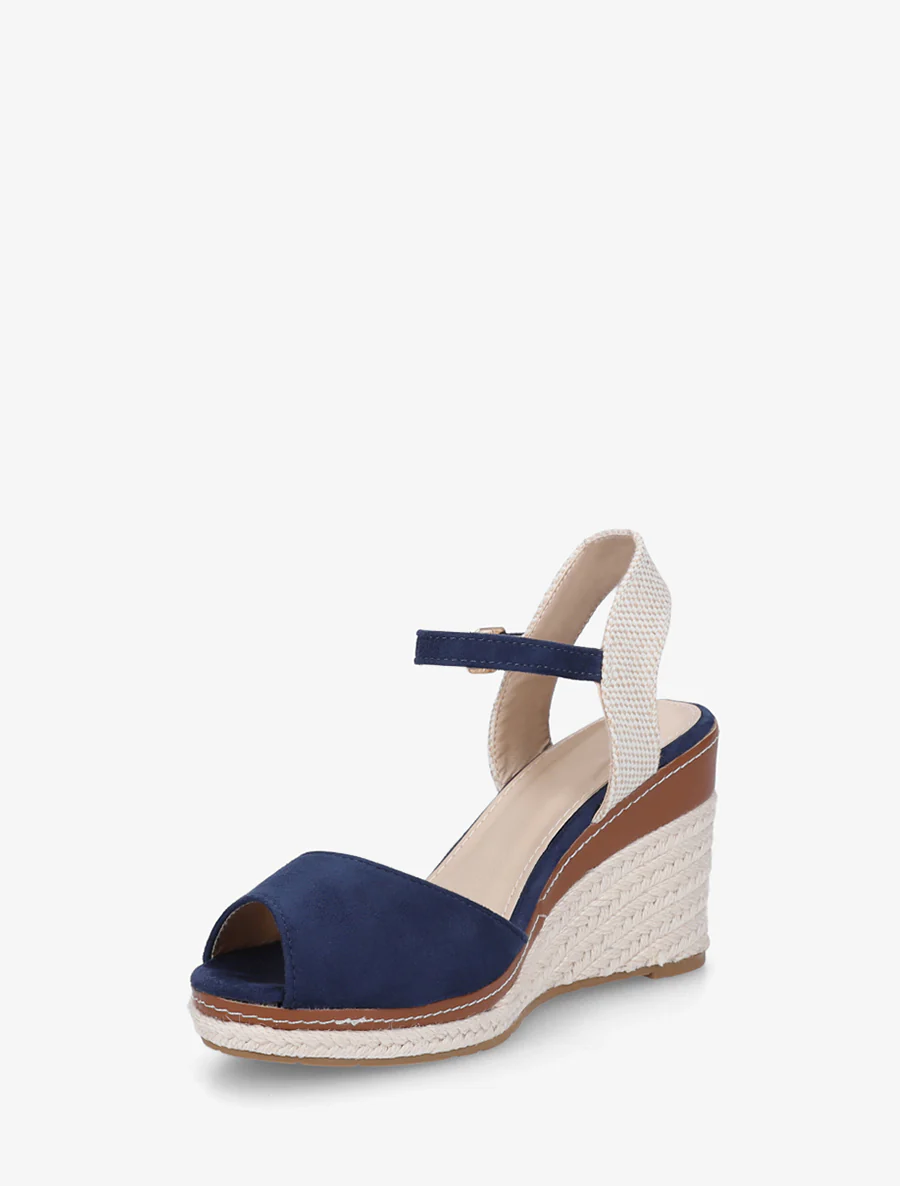 Sandaal met sleehak in espadrillestijl - Marine - Image 3