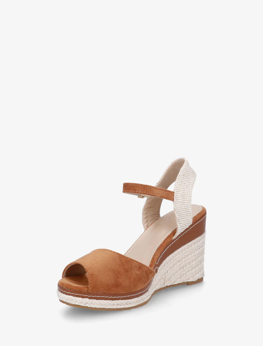 Sandaal met sleehak in espadrillestijl - Kameel - Image 3