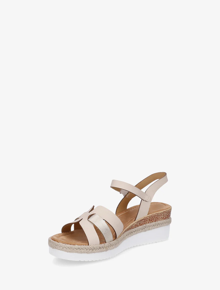 Sandaal met sleehak versierd met een vlecht - Beige - Image 3