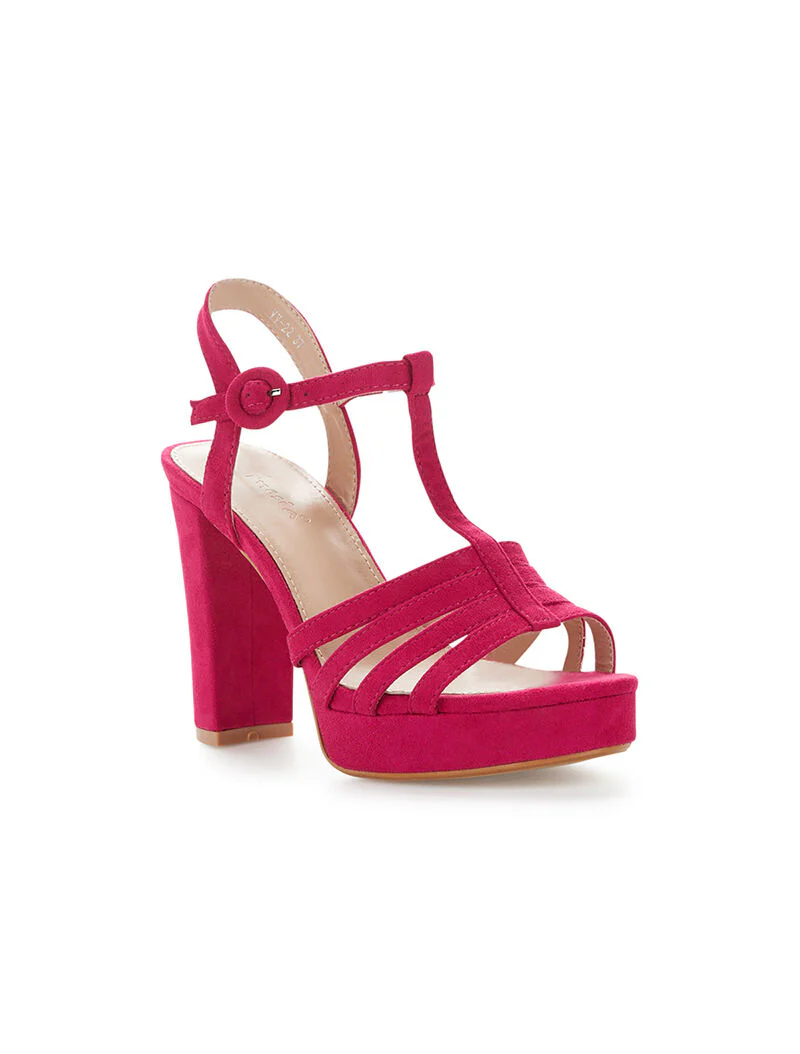 Hoge blok sandalen - fuchsia - Image 2
