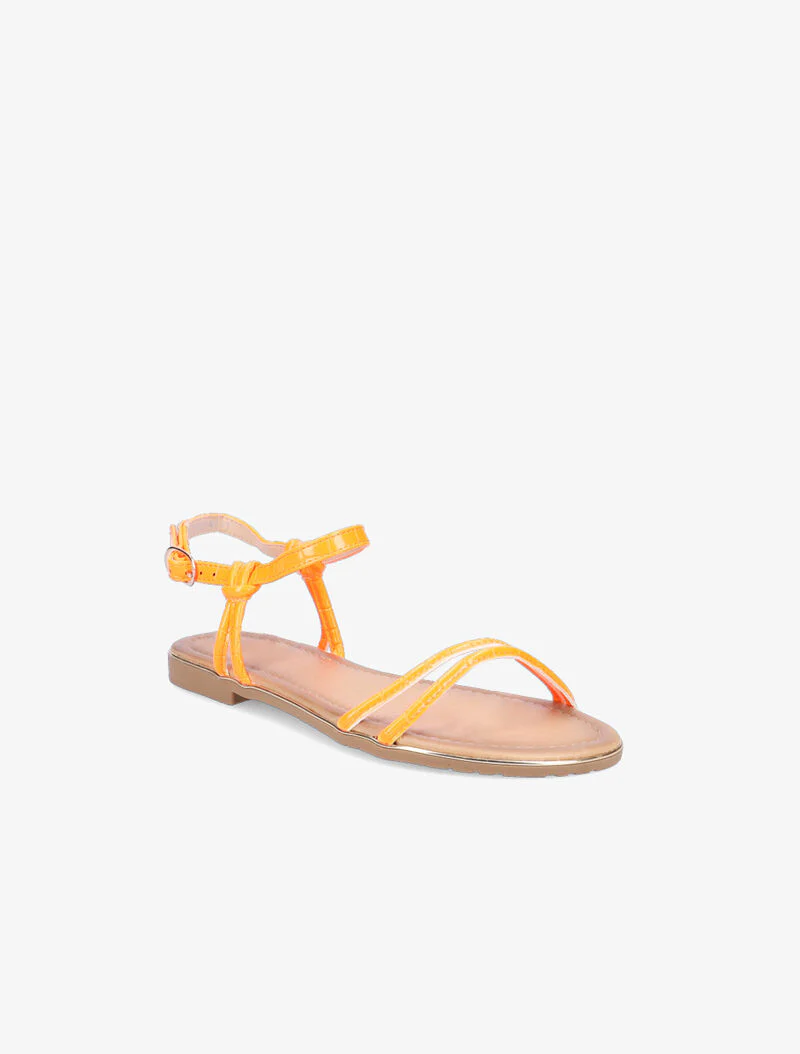 Sandalen in gestructureerd imitatieleer - fluoroze oranje - Image 2