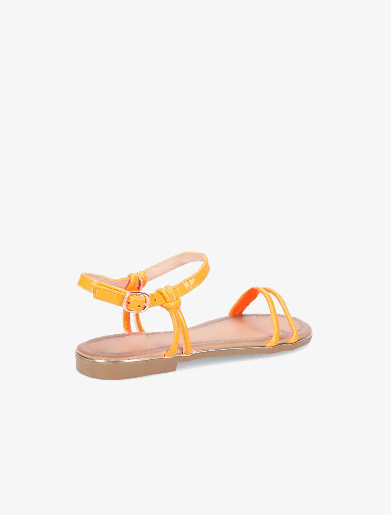 Sandalen in gestructureerd imitatieleer - fluoroze oranje - Image 4