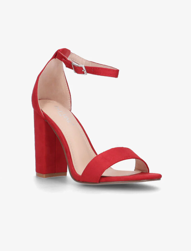 Sandalen van suèdine met blokhak - rood - Image 2
