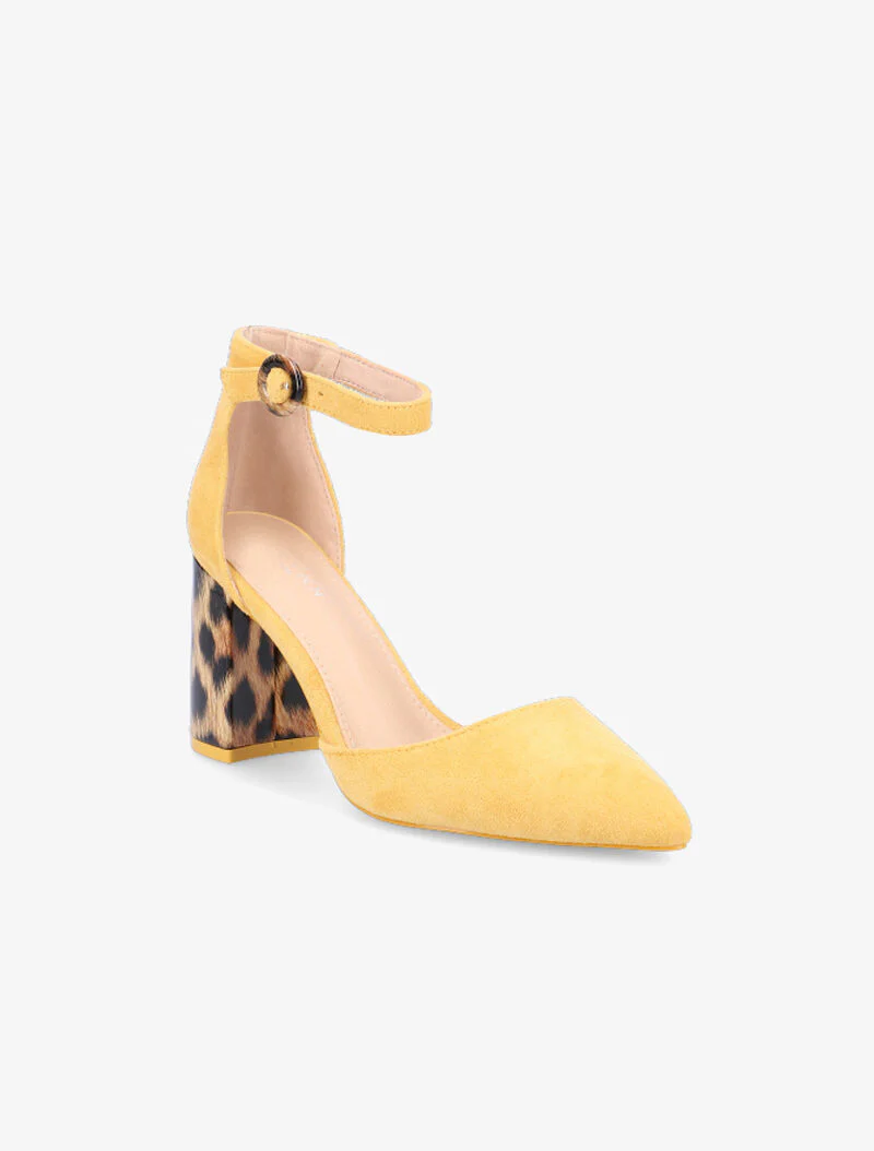 Blokhak sandalen met luipaardprint - geel - Image 2