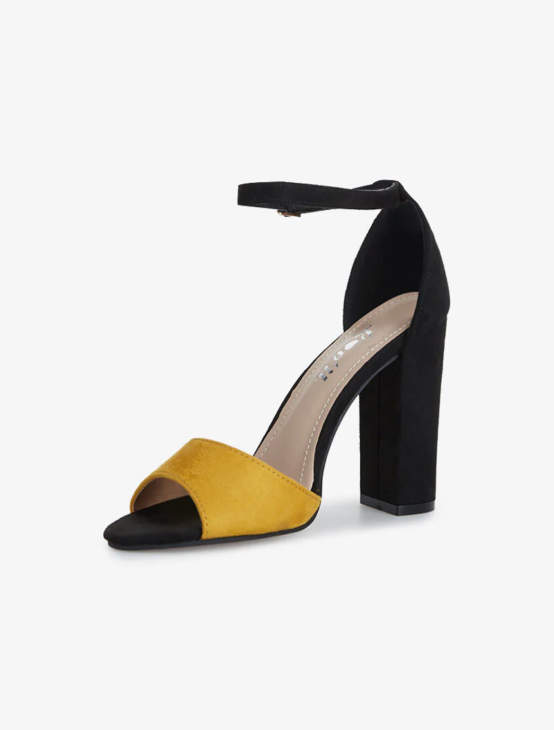Sandalen met contrasterende band - mosterd/zwart - Image 3