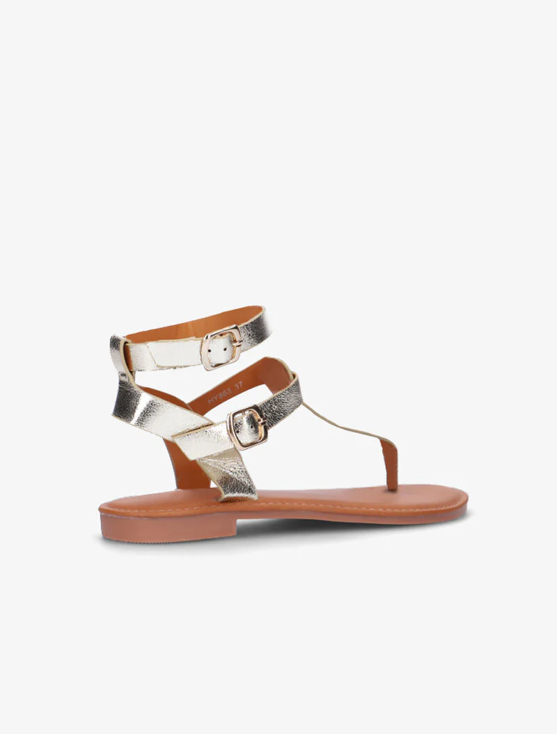 Sandalen met dubbele bandjes - goud - Image 4