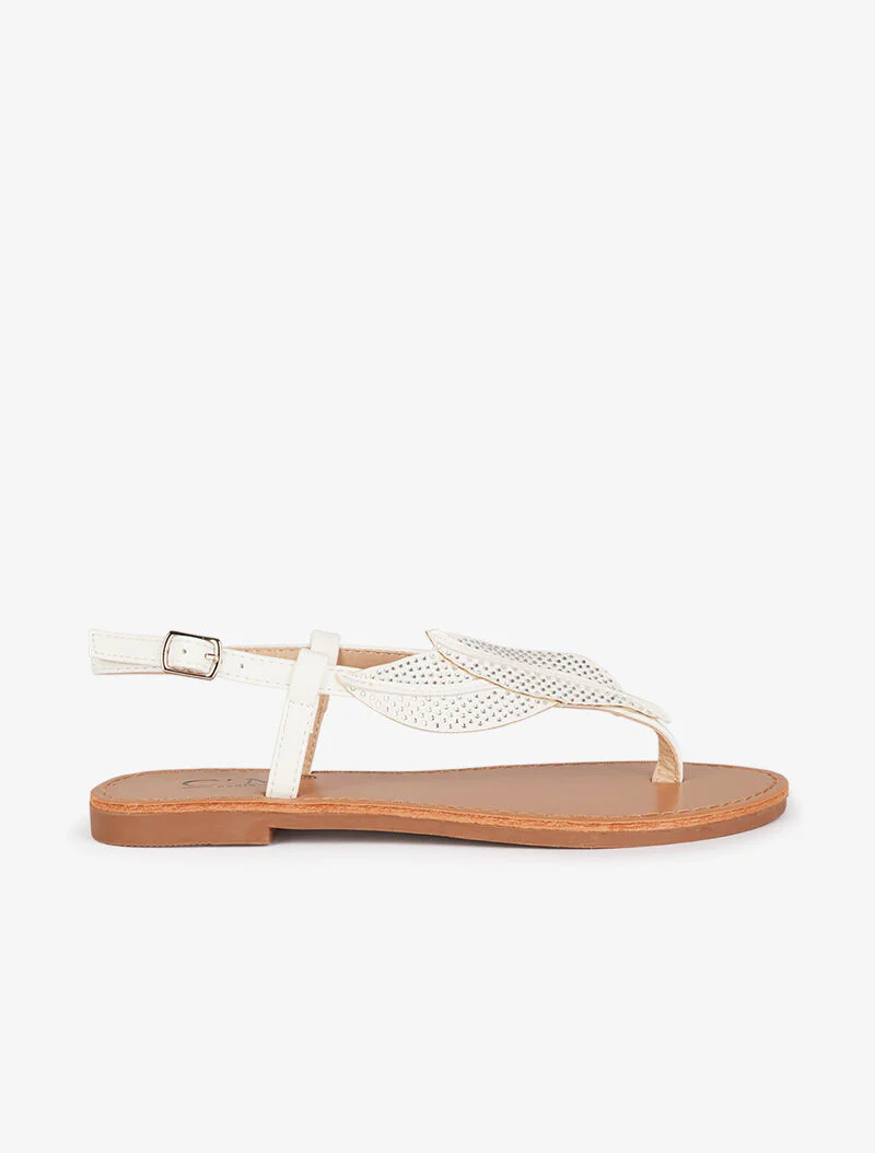 Dubbele blad strass sandalen - wit - Image 2