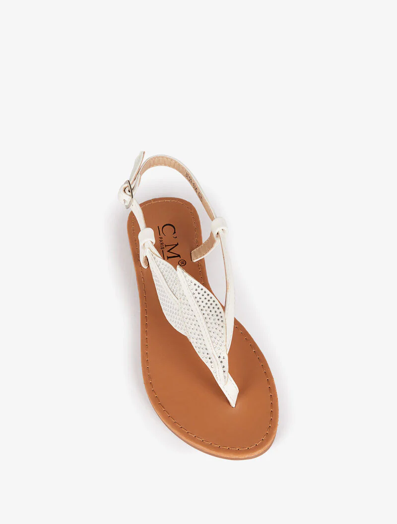 Dubbele blad strass sandalen - wit - Image 3