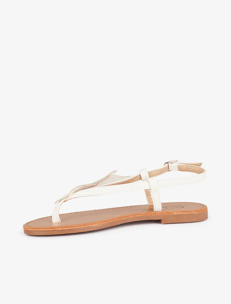 Dubbele blad strass sandalen - wit - Image 4