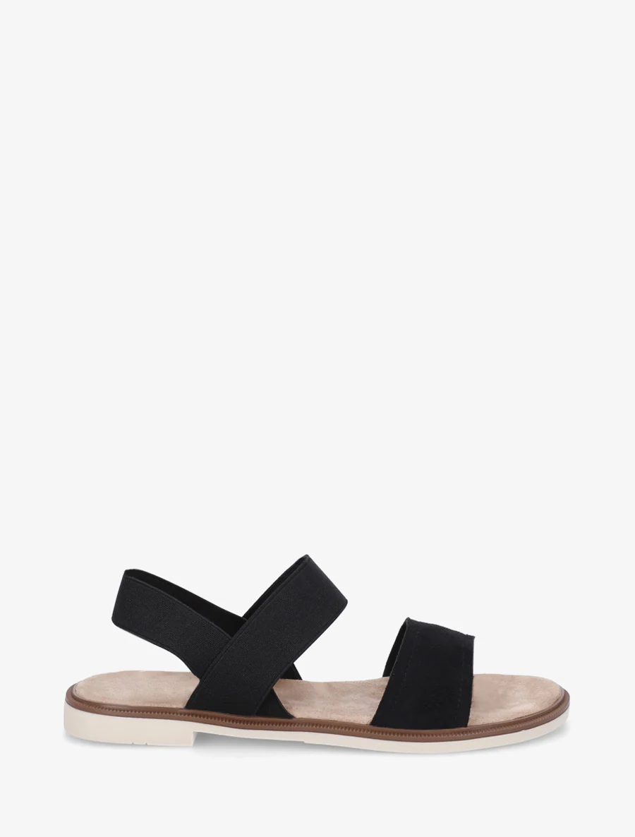 Sandalen met elastische enkelband. - Zwart