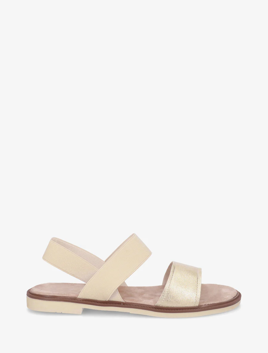 Sandalen met elastische enkelband. - Beige