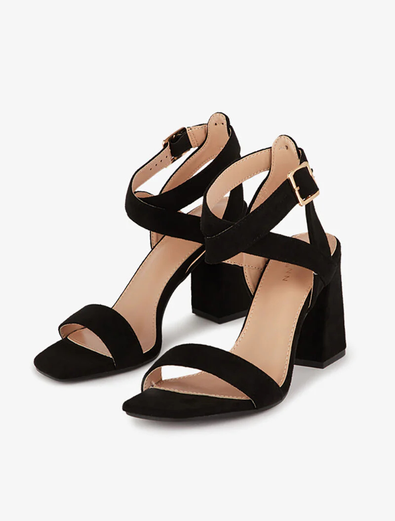 Sandalen met afgeschuinde blokhakken - zwart