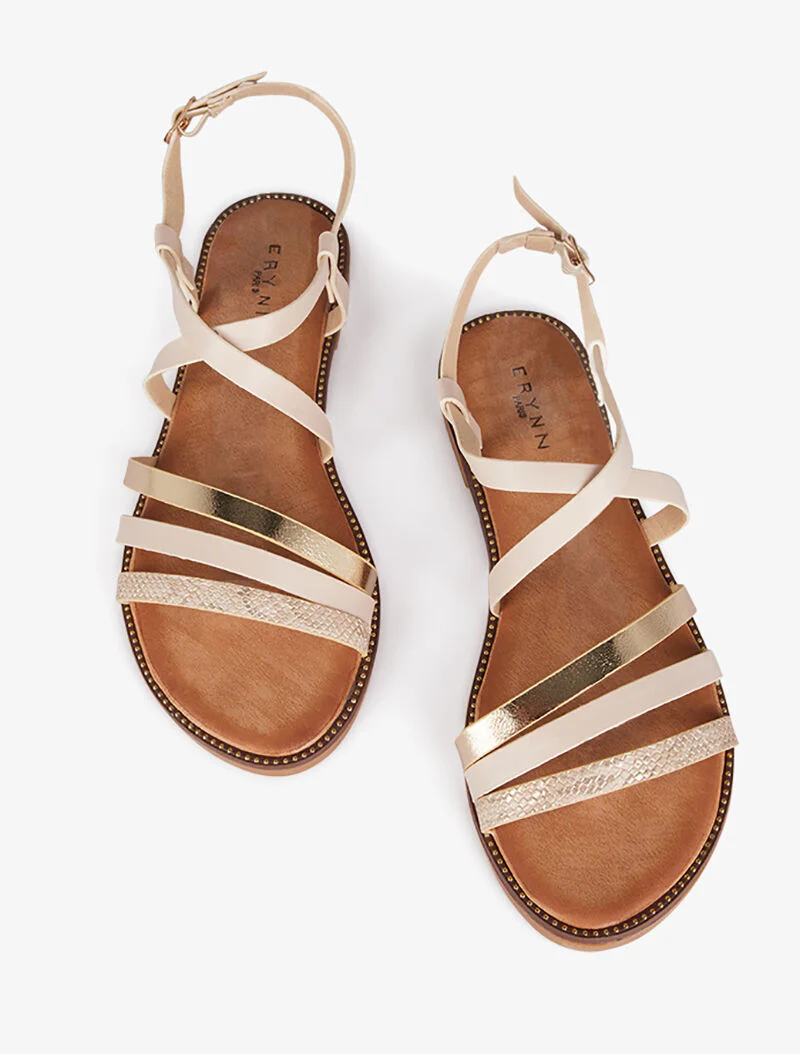 Stijlvolle sandalen met bandjes - beige