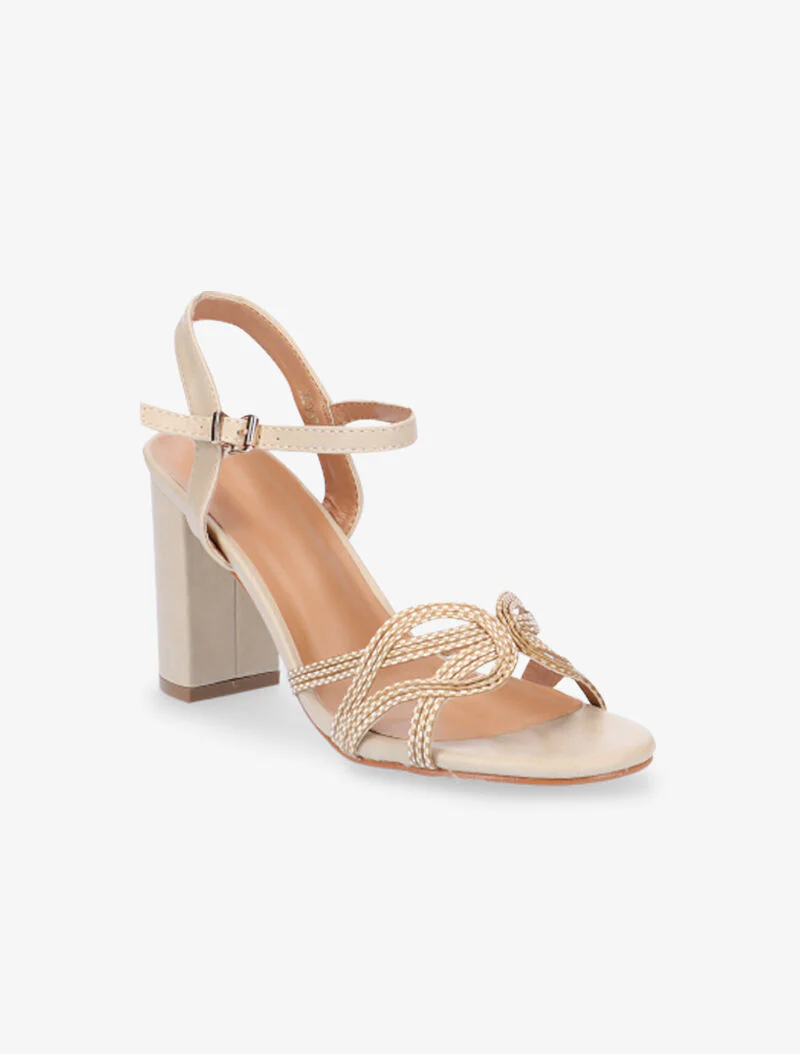 Sandalen met voorriem in gevlochten effect - beige - Image 2