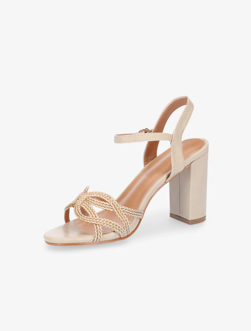 Sandalen met voorriem in gevlochten effect - beige - Image 3