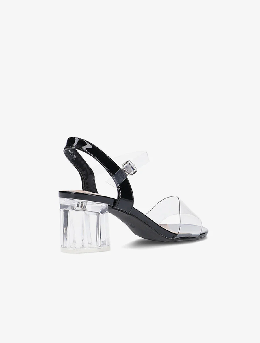 Hakken sandalen met transparante band - zwart - Image 4