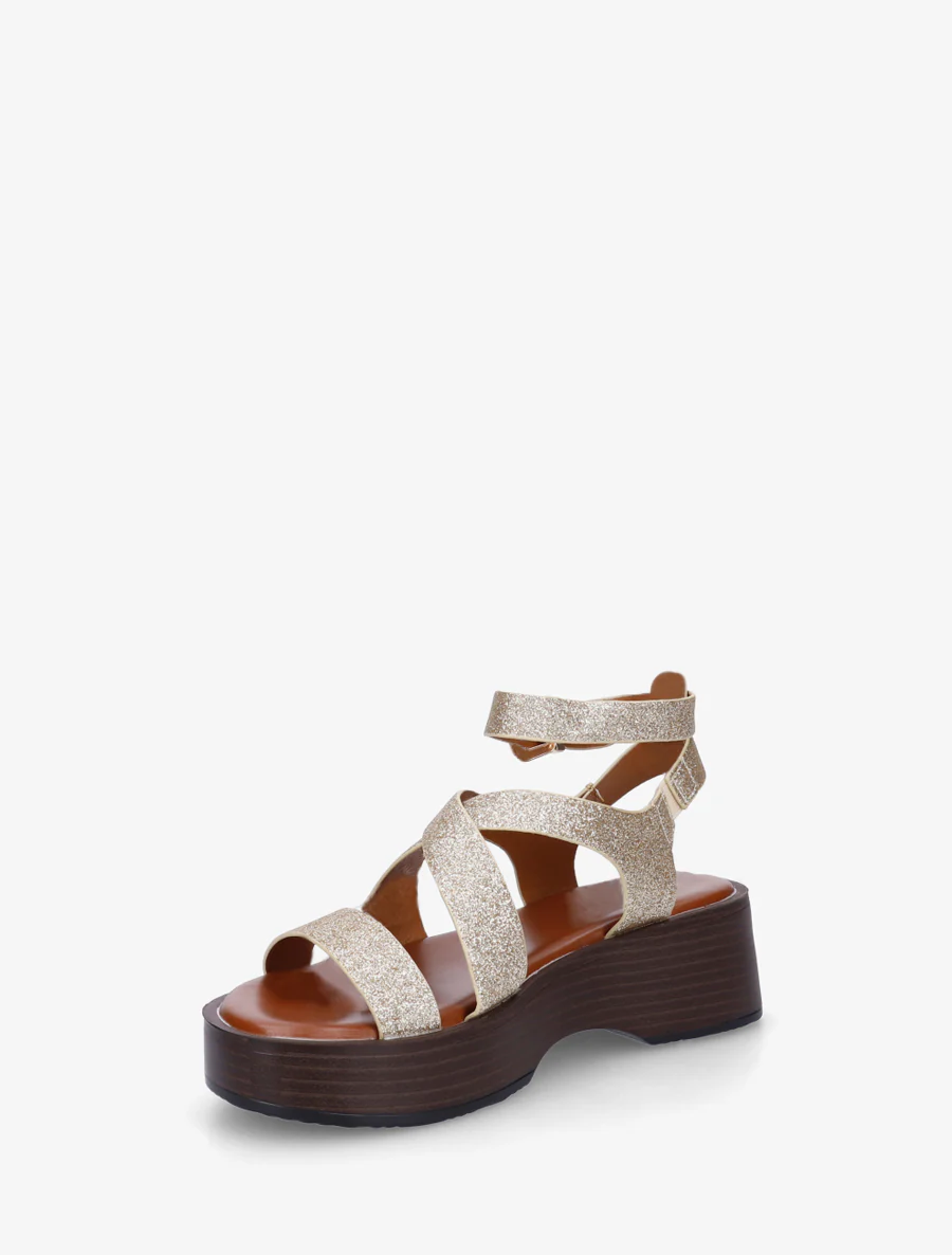 Sandalen met houten effectzool - Goud - Image 3