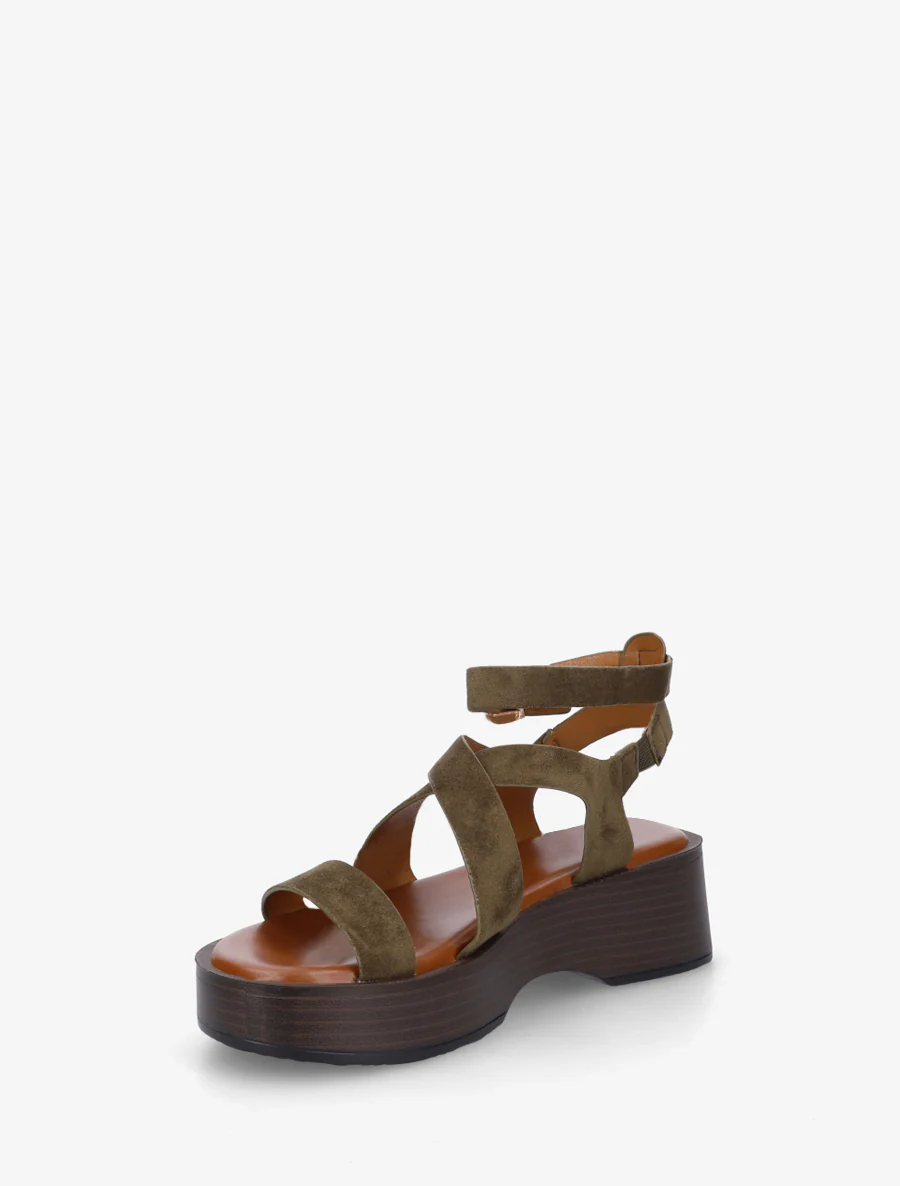 Sandalen met houten effectzool - Kaki - Image 3