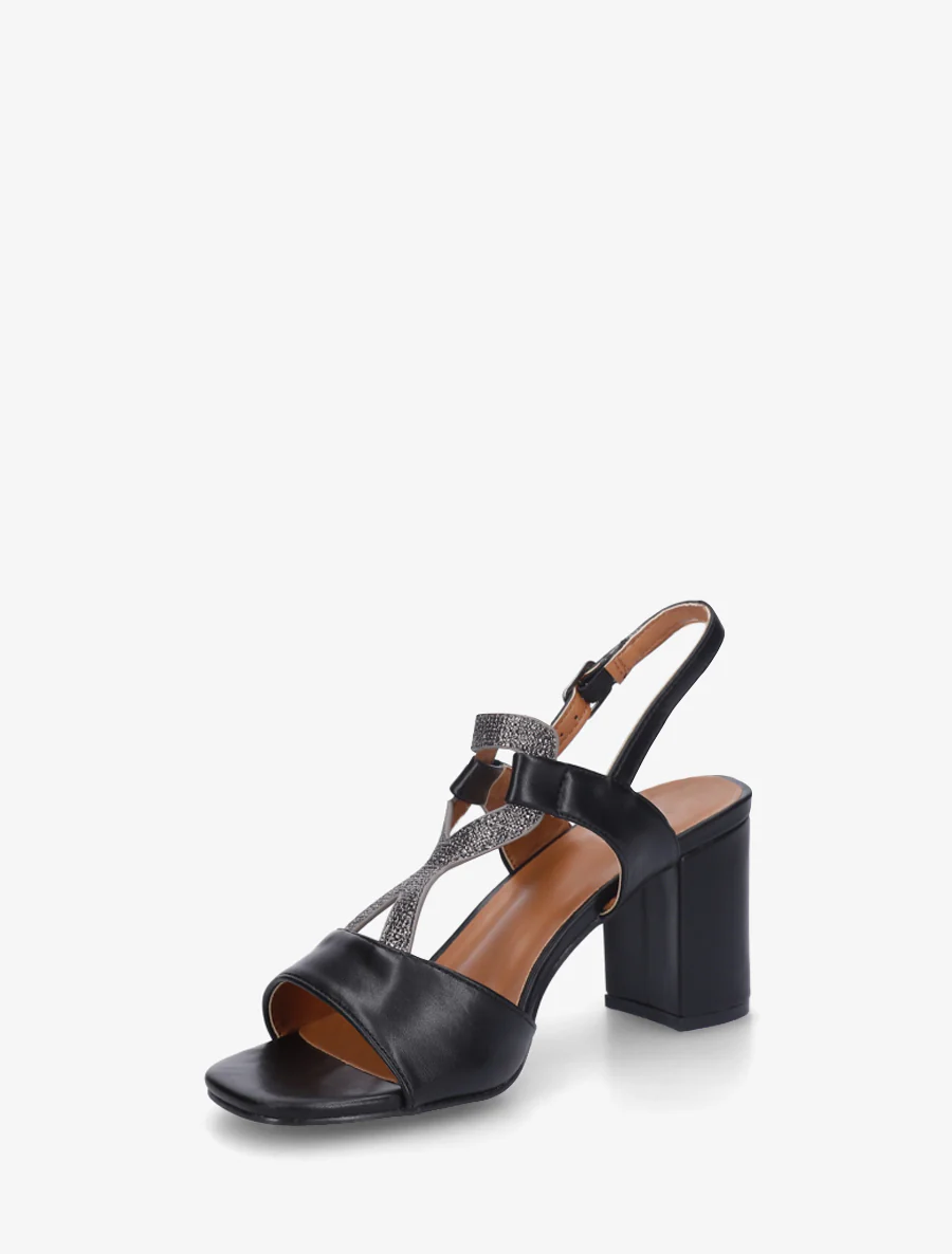 Sandalen met iriserend inzetstuk - Zwart - Image 3