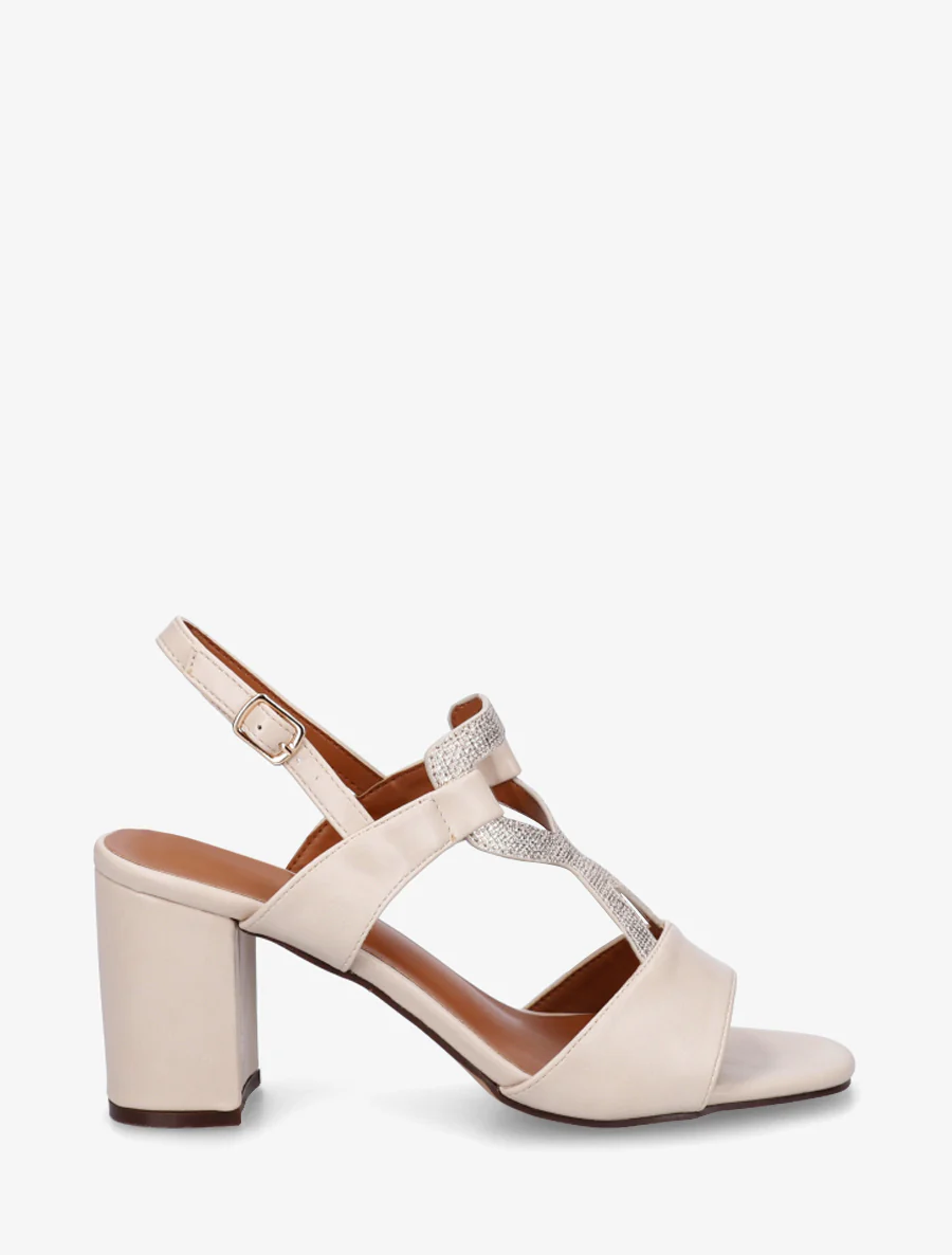 Sandalen met iriserend inzetstuk - Crème