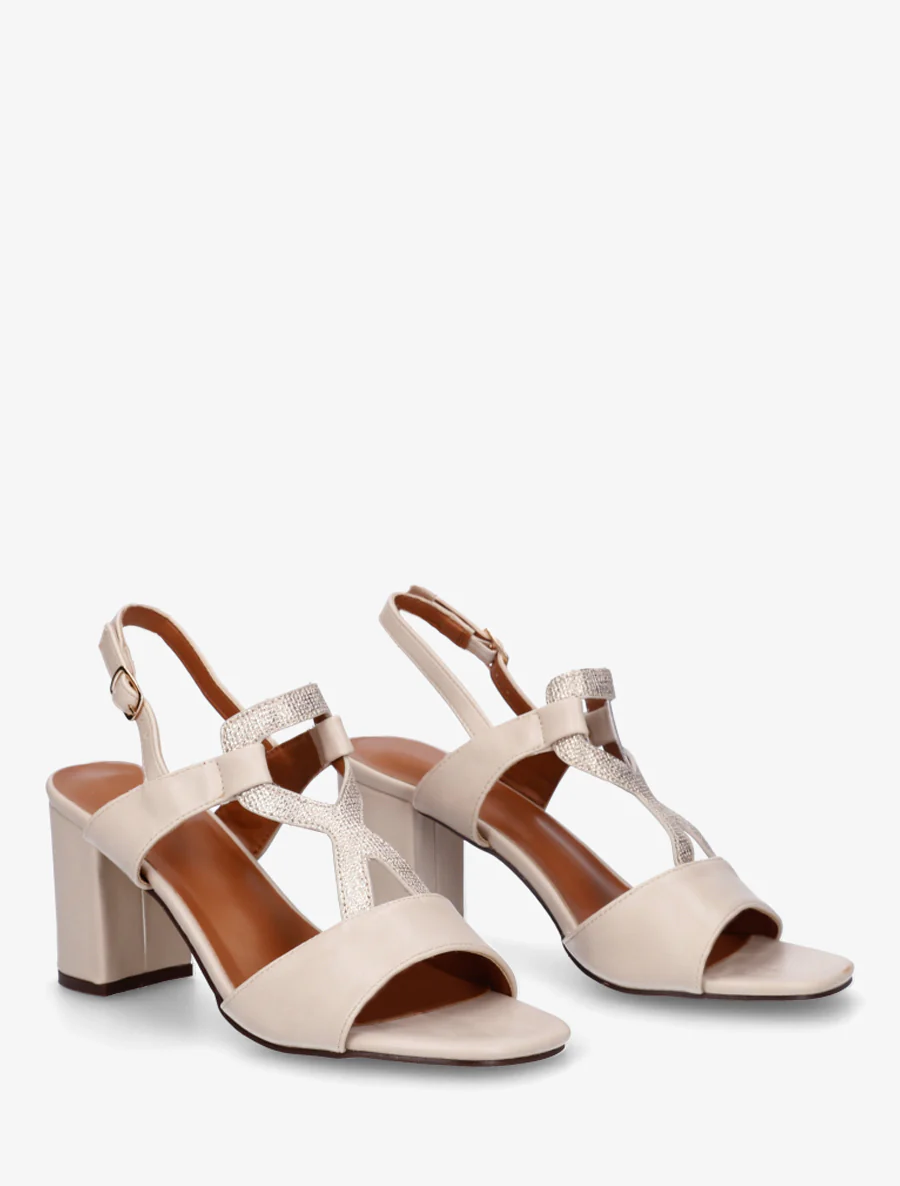 Sandalen met iriserend inzetstuk - Crème - Image 4