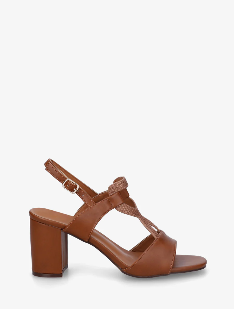 Sandalen met iriserend inzetstuk - Bruin