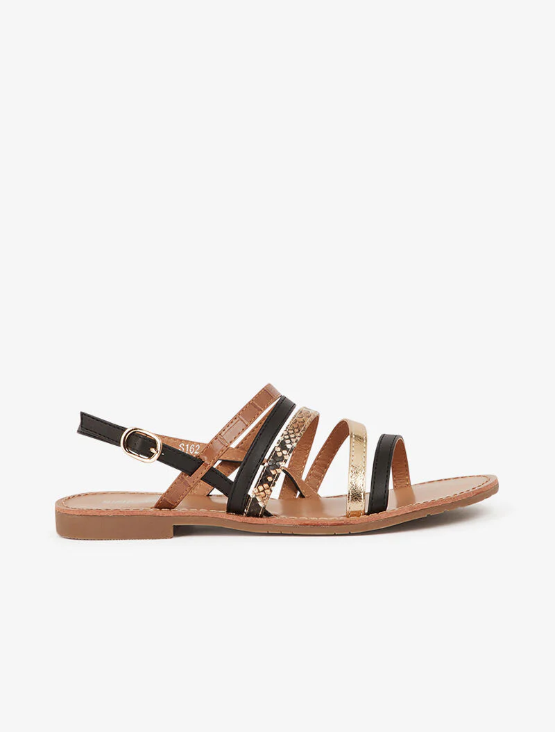Sandalen met meerdere bandjes met dierenprint - zwart - Image 2