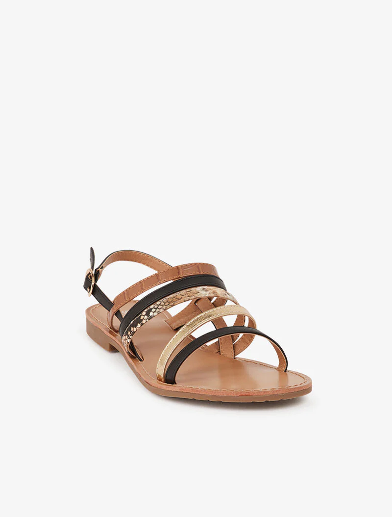 Sandalen met meerdere bandjes met dierenprint - zwart - Image 3
