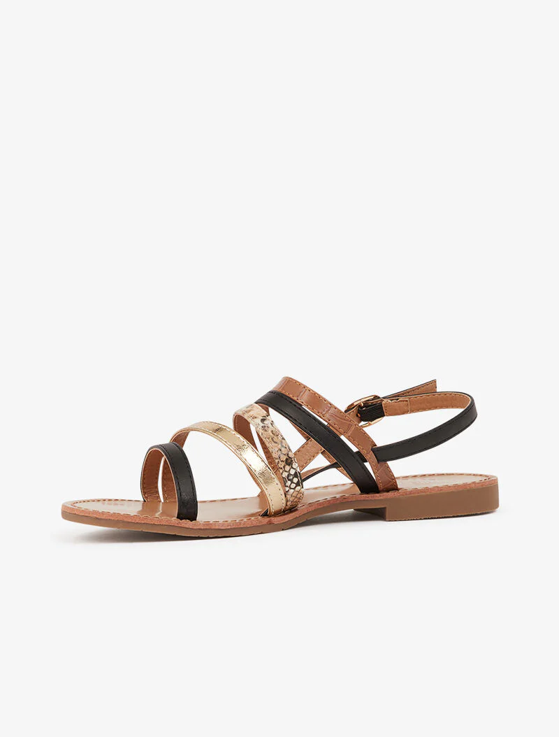 Sandalen met meerdere bandjes met dierenprint - zwart - Image 4