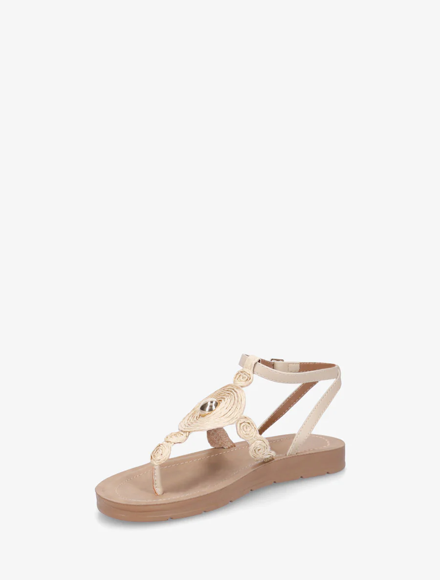 Sandalen met raffia-effect inzetstukken - Beige - Image 3