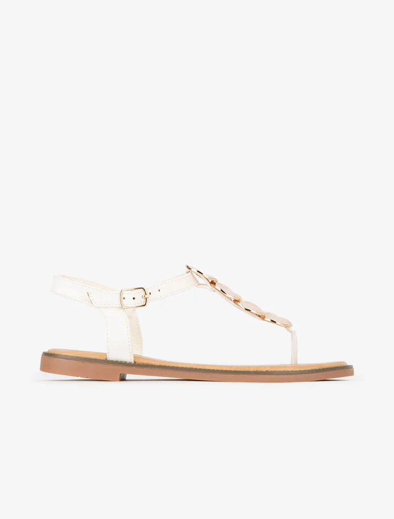 Rondplaat sandalen met gouden platen - wit