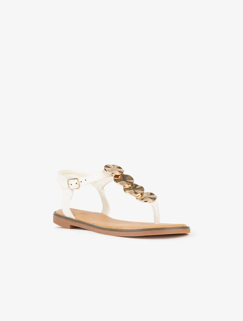 Rondplaat sandalen met gouden platen - wit - Image 2