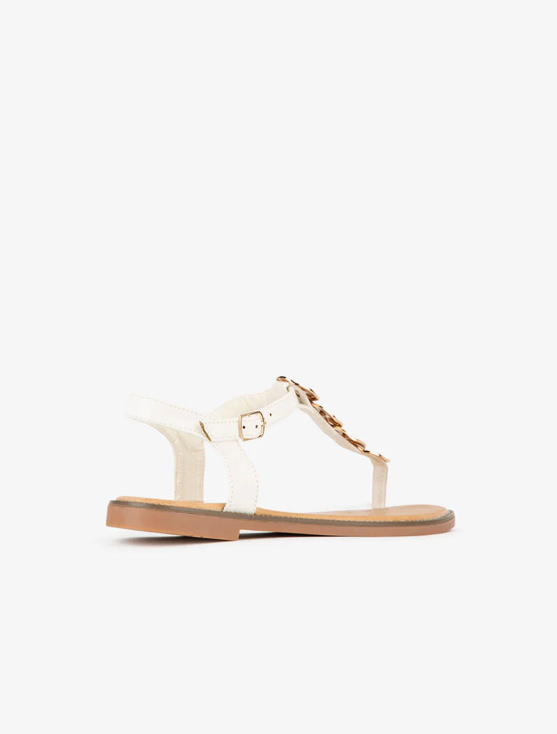 Rondplaat sandalen met gouden platen - wit - Image 4