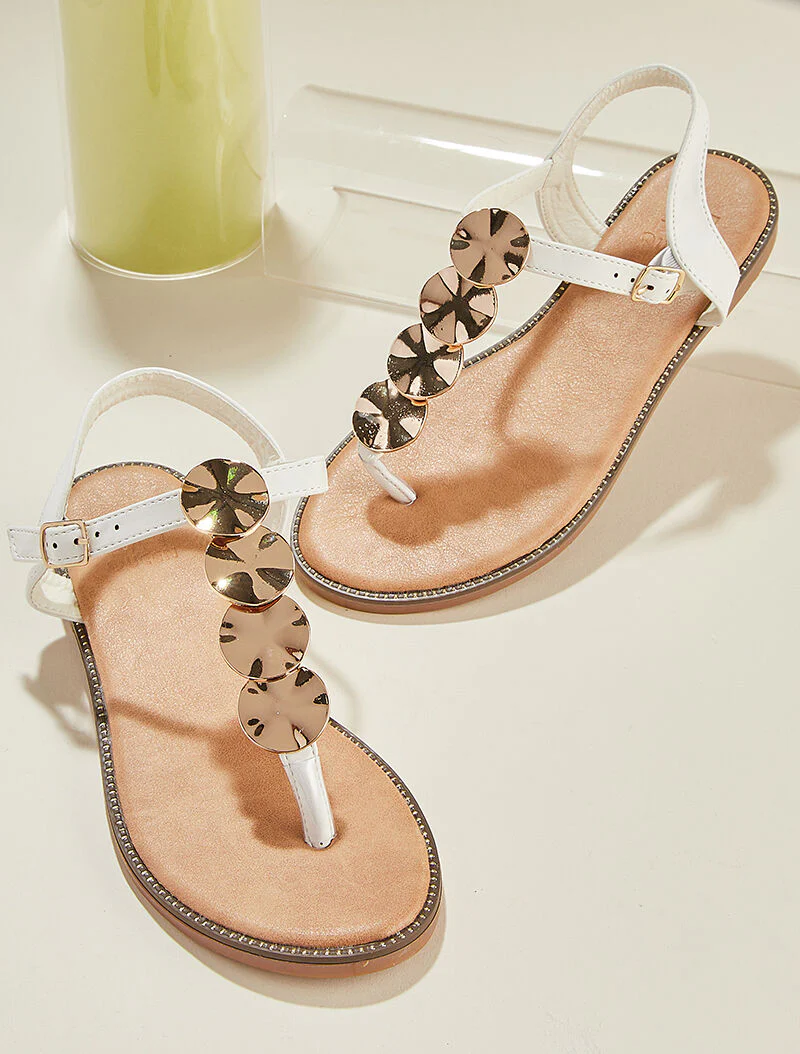 Rondplaat sandalen met gouden platen - wit - Image 5